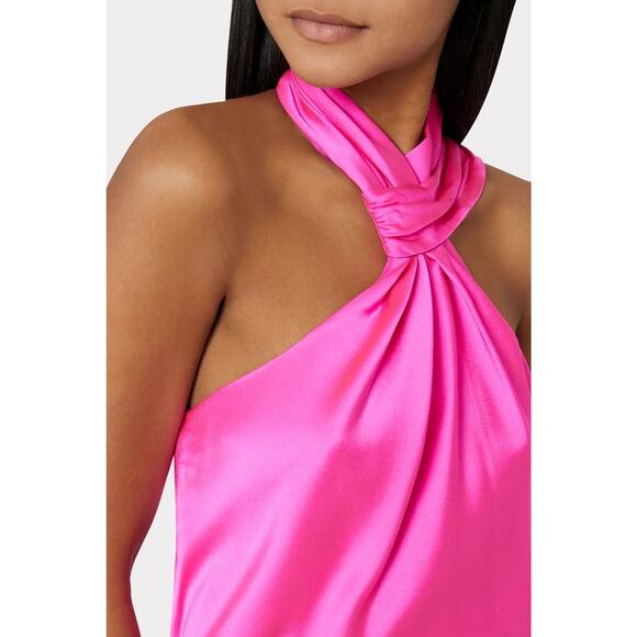 MILLY Jen Satin Halter Top Sky Blue 14OT06 NEW Medium M NWT - Picture 5 of 7